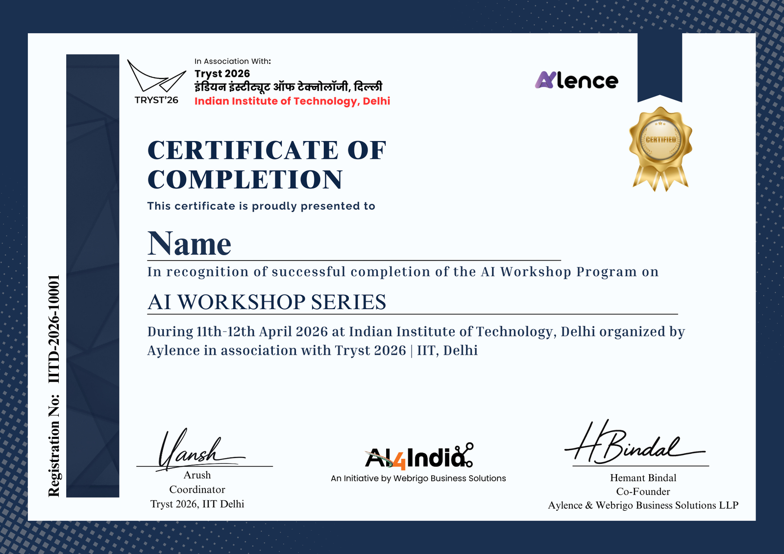 IIIT Delhi Certificate Template